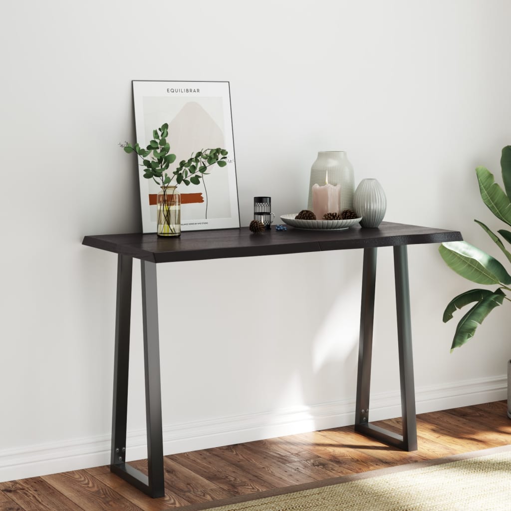 Bordplate mørkegrå 120x60x4 cm behandlet eik naturlig kant