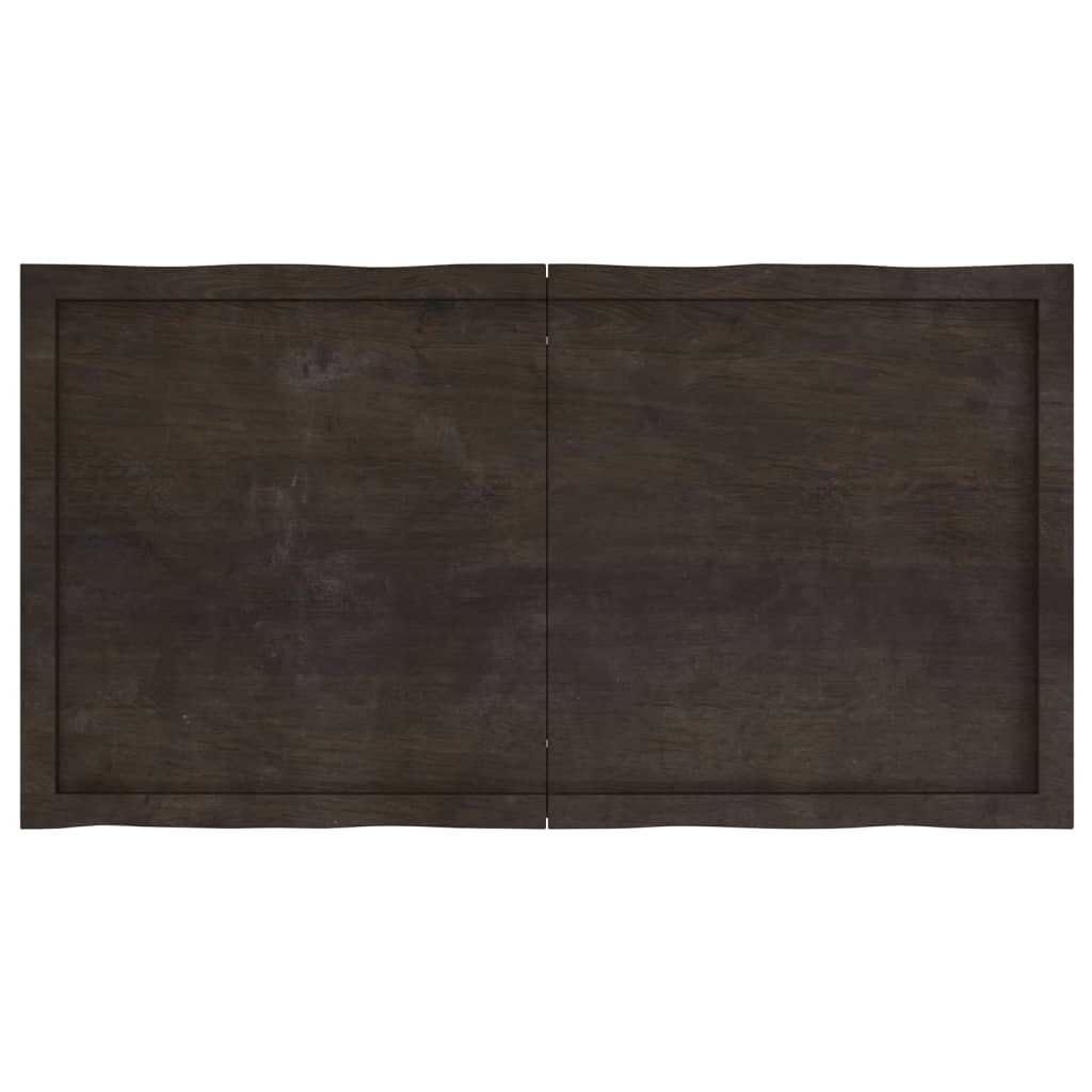 Bordplate mørkegrå 120x60x4 cm behandlet eik naturlig kant