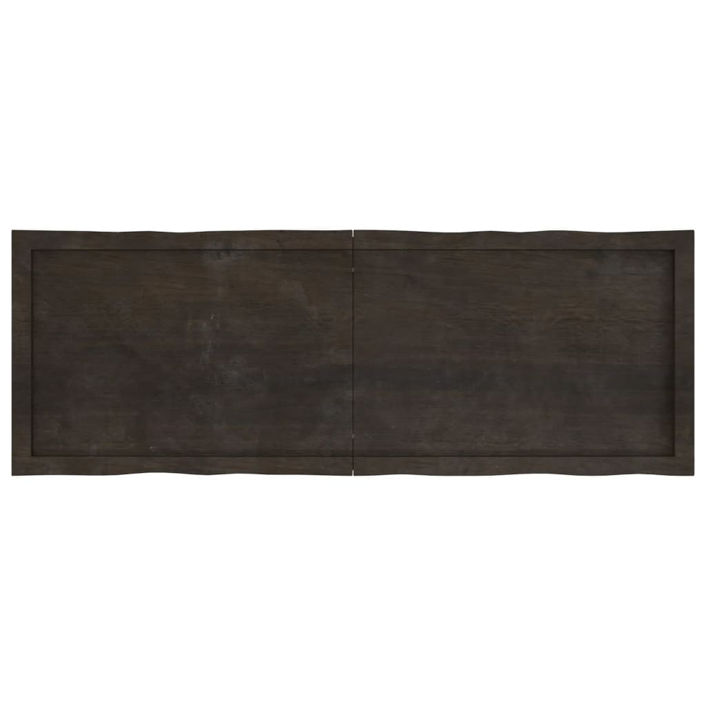 Bordplate mørkegrå 140x50x4 cm behandlet eik naturlig kant