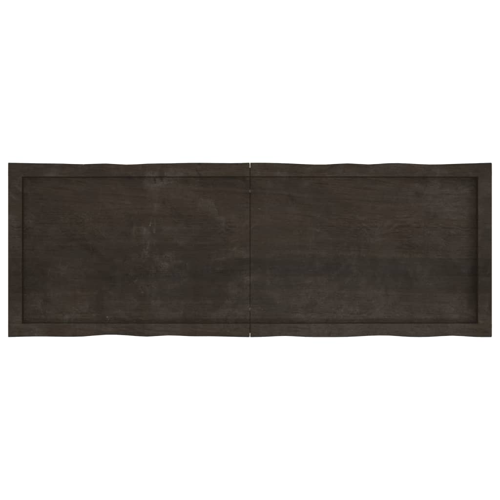 Bordplate mørkegrå 140x50x6 cm behandlet eik naturlig kant