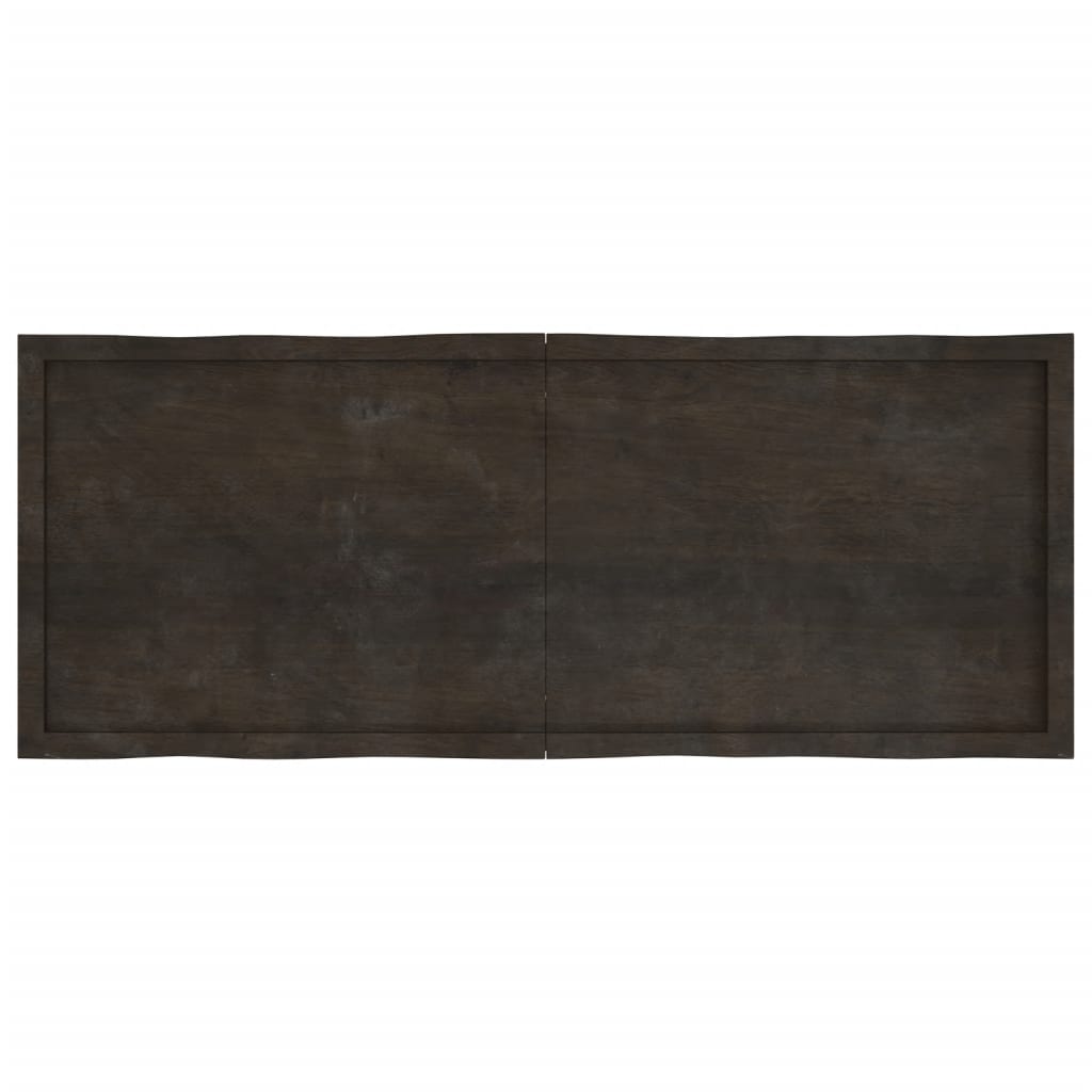Bordplate mørkegrå 160x60x4 cm behandlet eik naturlig kant