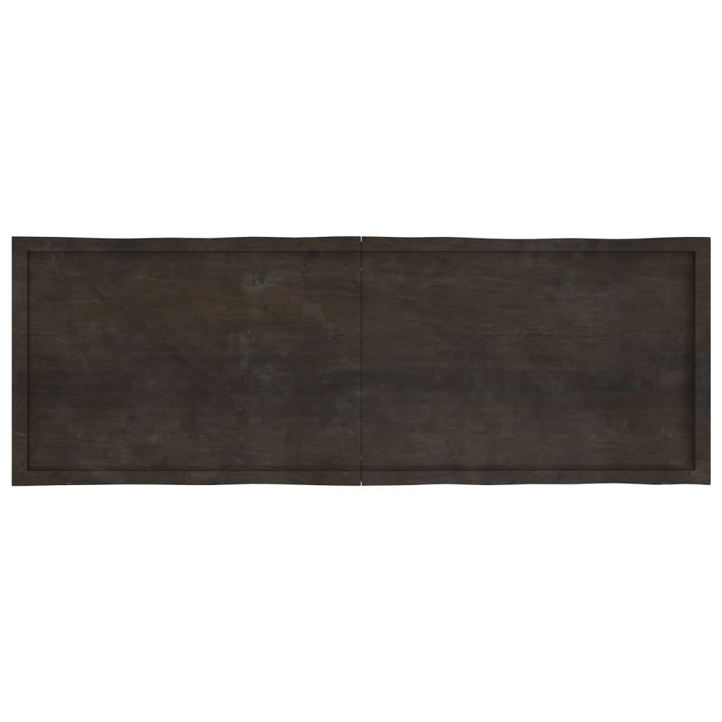 Bordplate mørkegrå 180x60x6 cm behandlet eik naturlig kant