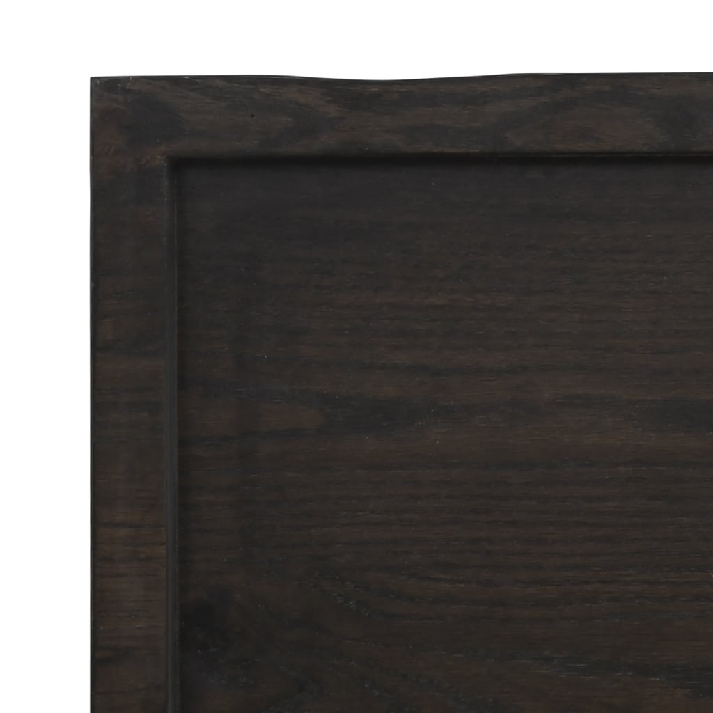 Bordplate mørkegrå 180x60x6 cm behandlet eik naturlig kant