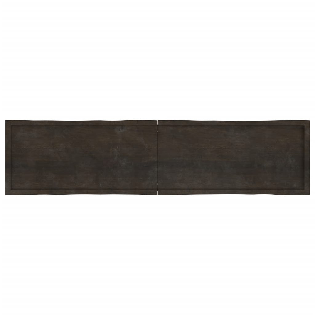Bordplate mørkegrå 220x50x6 cm behandlet eik naturlig kant