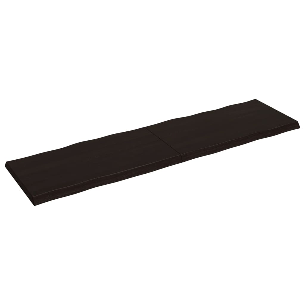 Bordplate mørkegrå 220x60x6 cm behandlet eik naturlig kant