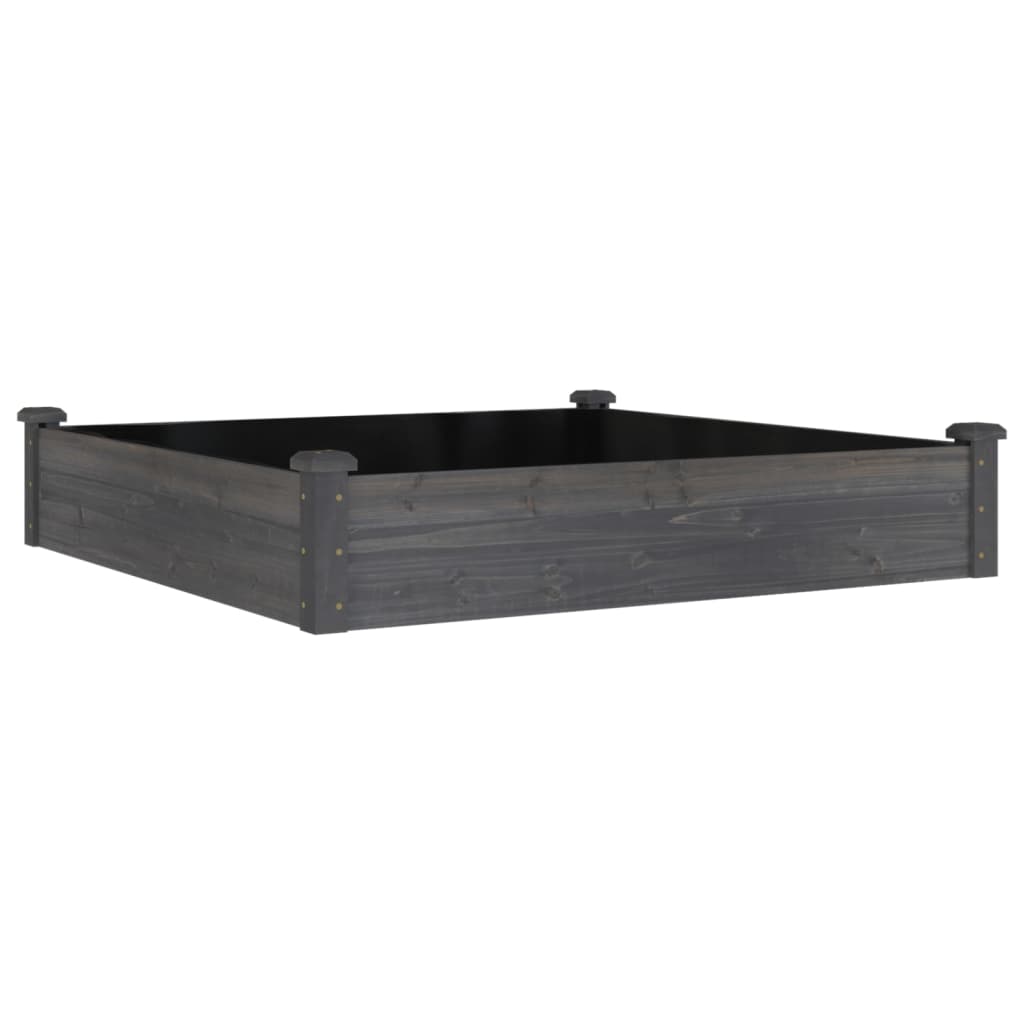 Høybed med foring grå 120x120x25 cm heltre gran
