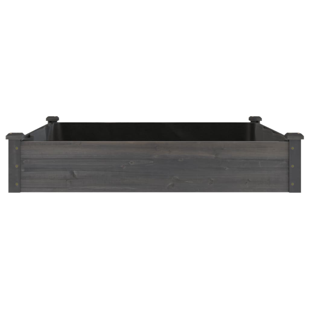 Høybed med foring grå 120x120x25 cm heltre gran