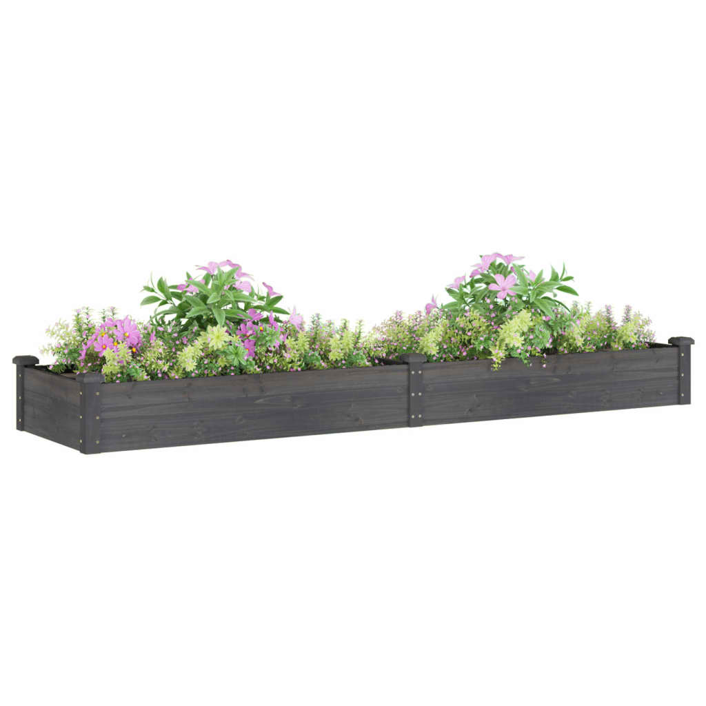 Høybed med foring grå 240x60x25 cm heltre gran