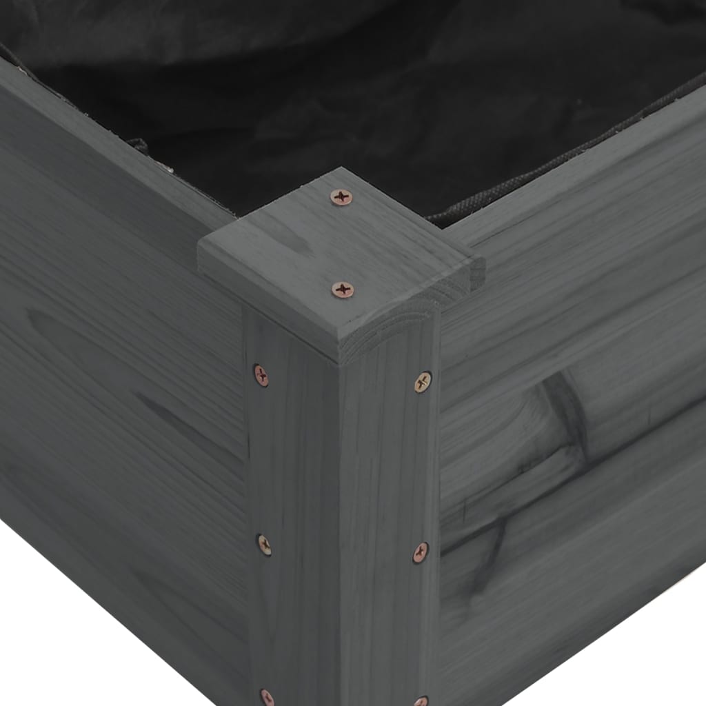 Høybed med foring grå 240x60x25 cm heltre gran