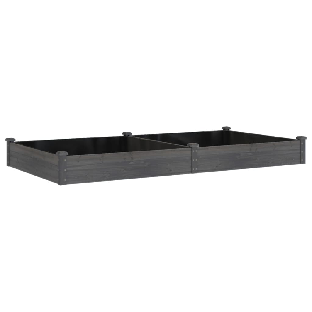 Høybed med foring grå 240x120x25 cm heltre gran