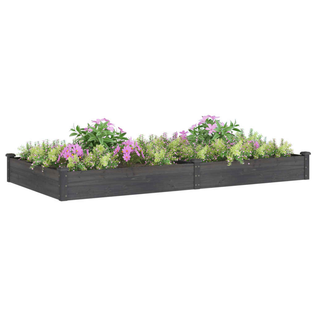 Høybed med foring grå 240x120x25 cm heltre gran