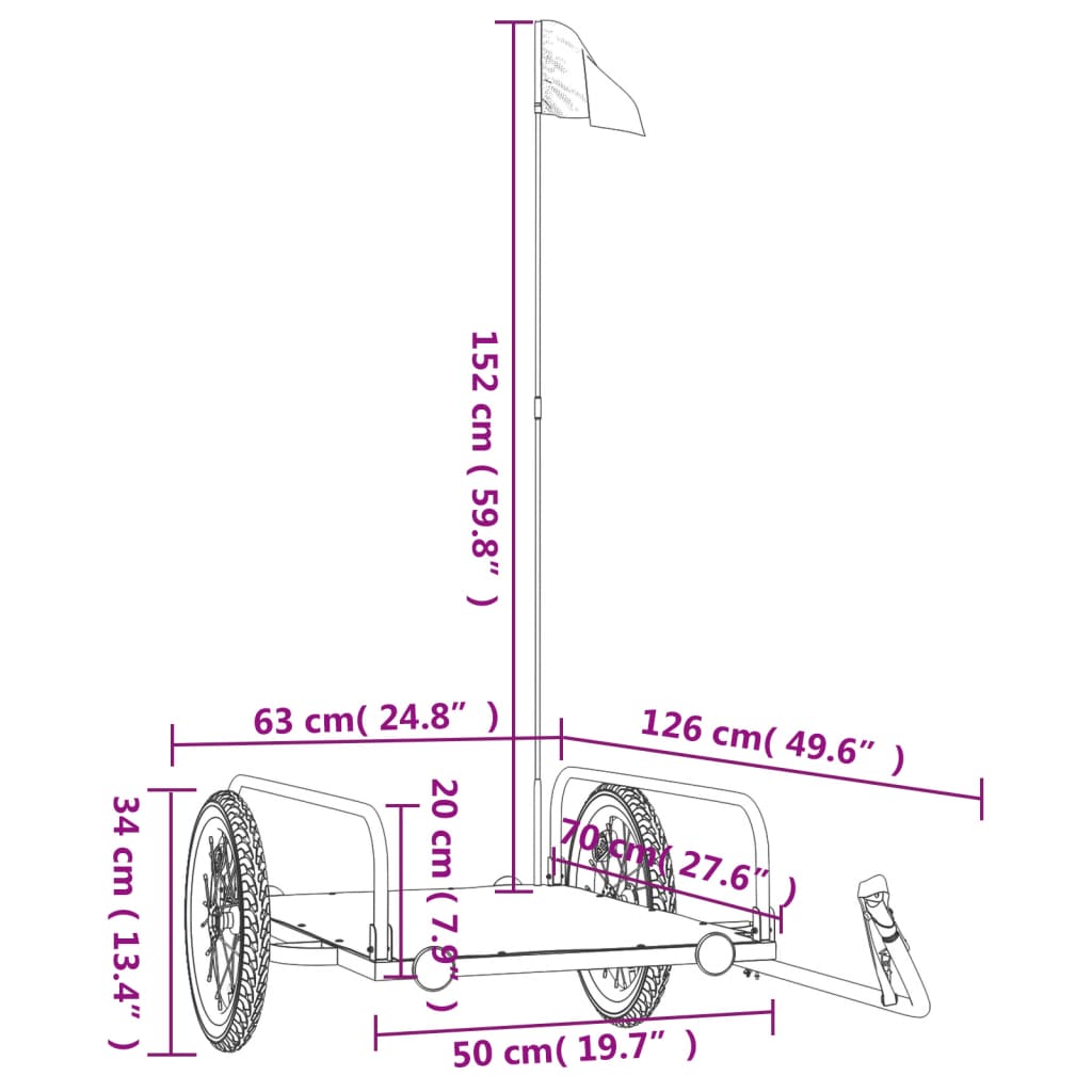 Sykkelhenger svart 126x63x34 cm jern