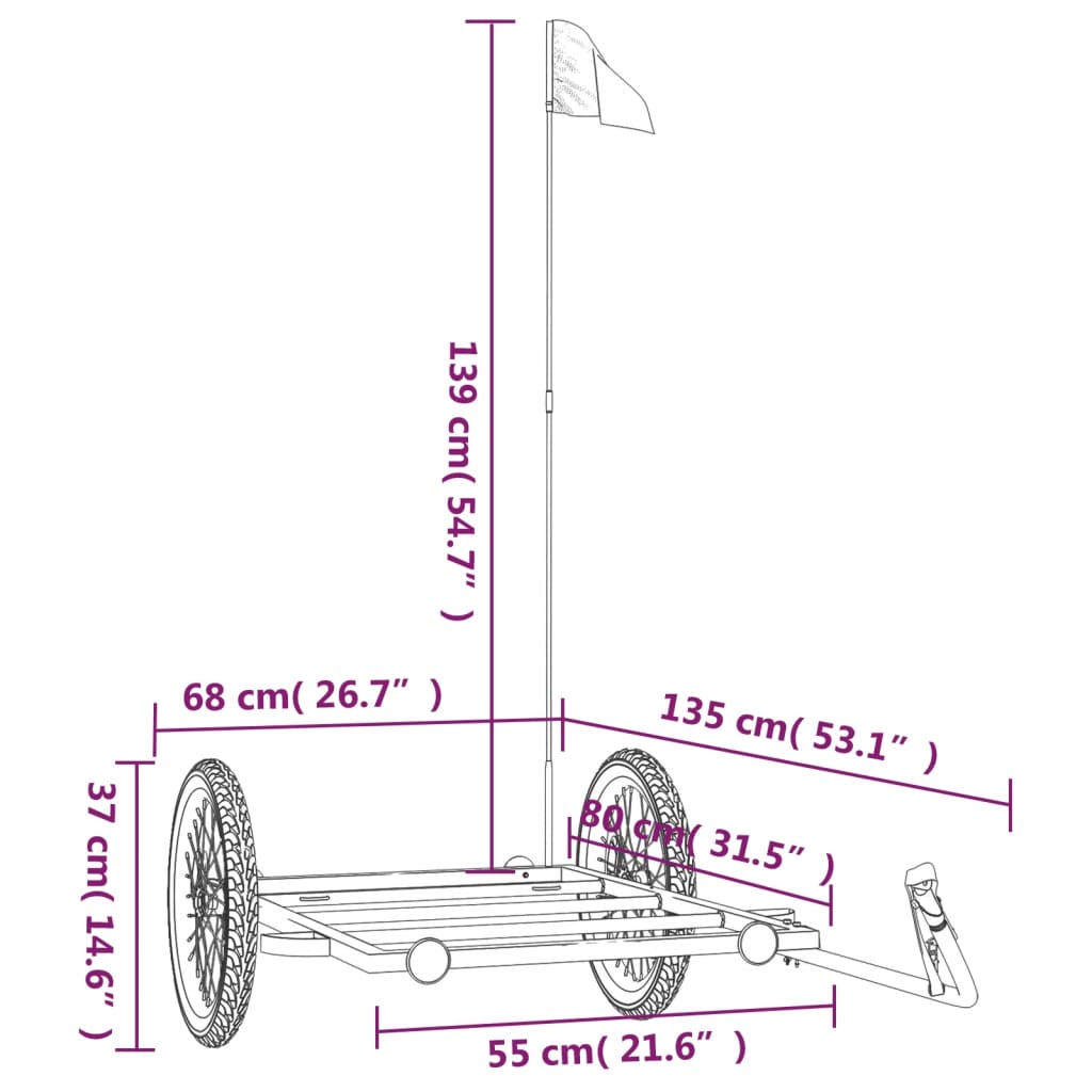 Sykkelhenger svart 135x68x37 cm jern