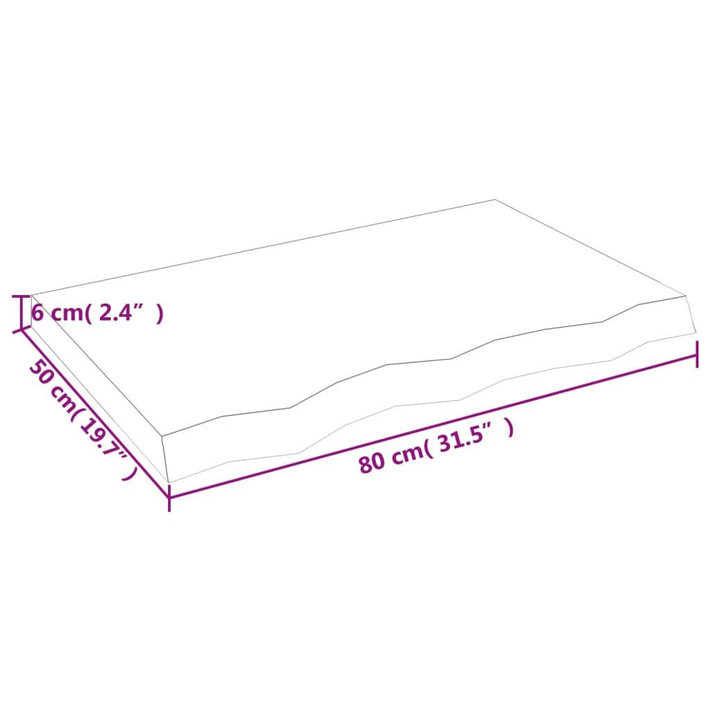 Bordplate 80x50x(2-6) cm ubehandlet heltre eik