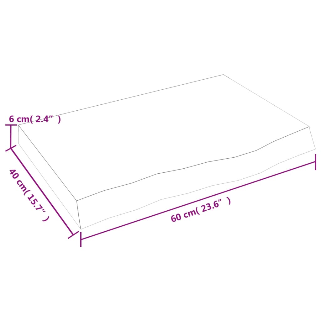 Bordplate lysebrun 60x40x(2-6) cm behandlet heltre eik
