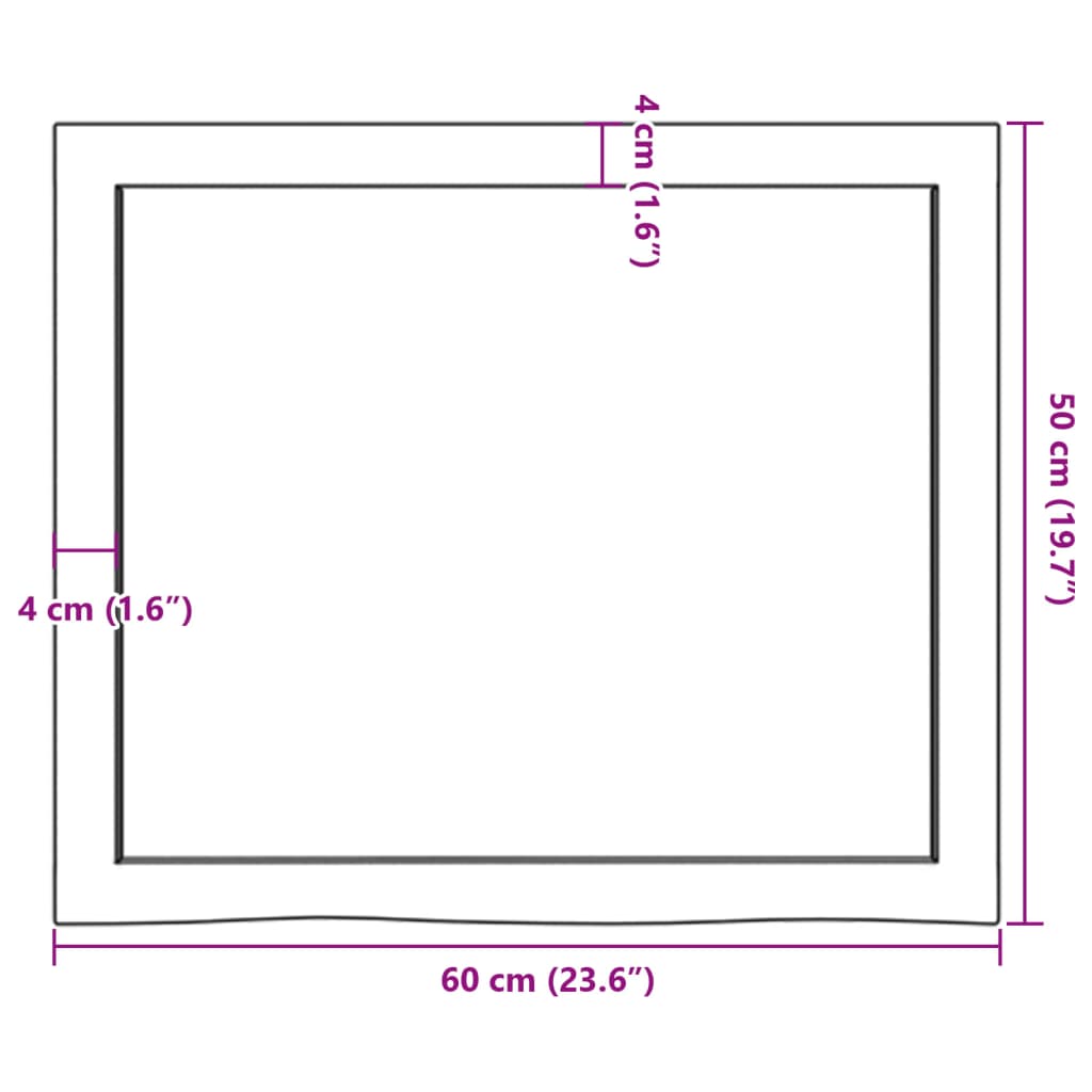 Bordplate lysebrun 60x50x(2-4) cm behandlet heltre eik