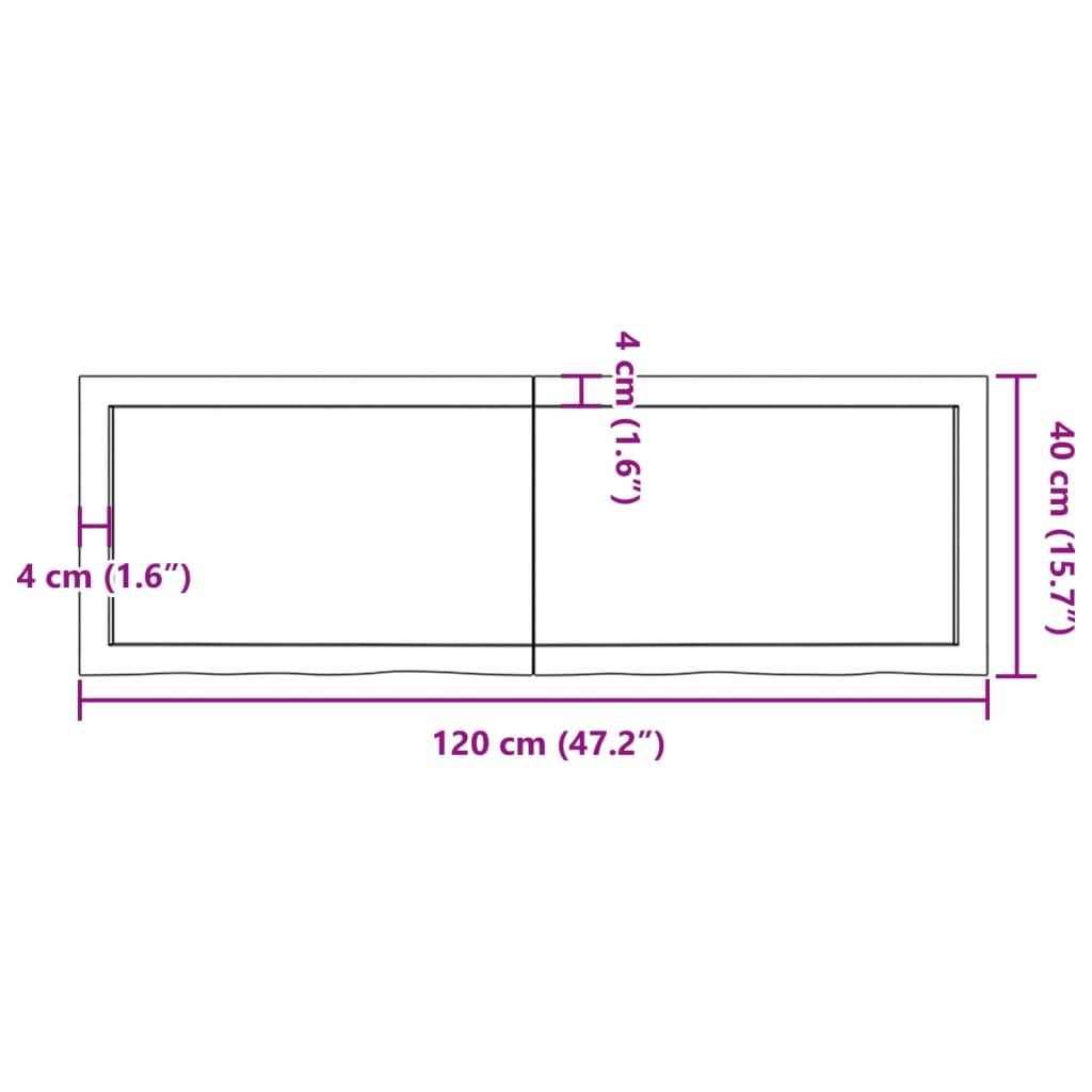 Bordplate lysebrun 120x40x(2-6) cm behandlet heltre eik