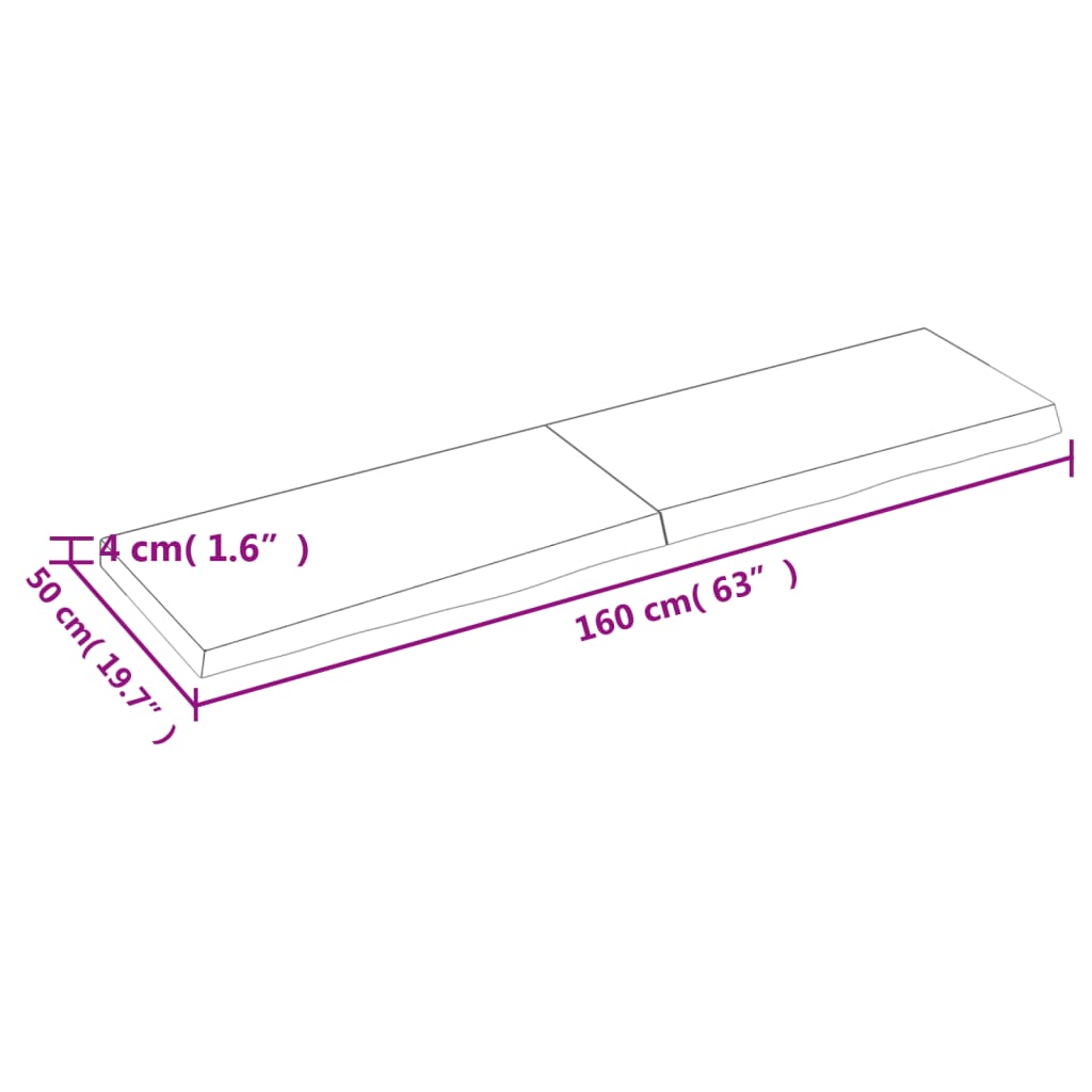 Bordplate lysebrun 160x50x(2-4) cm behandlet heltre eik