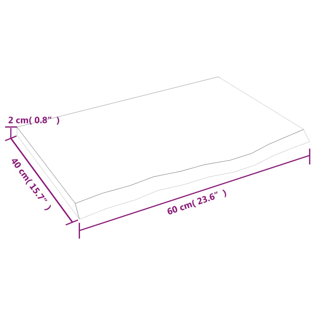 Bordplate mørkebrun 60x40x2 cm behandlet heltre eik