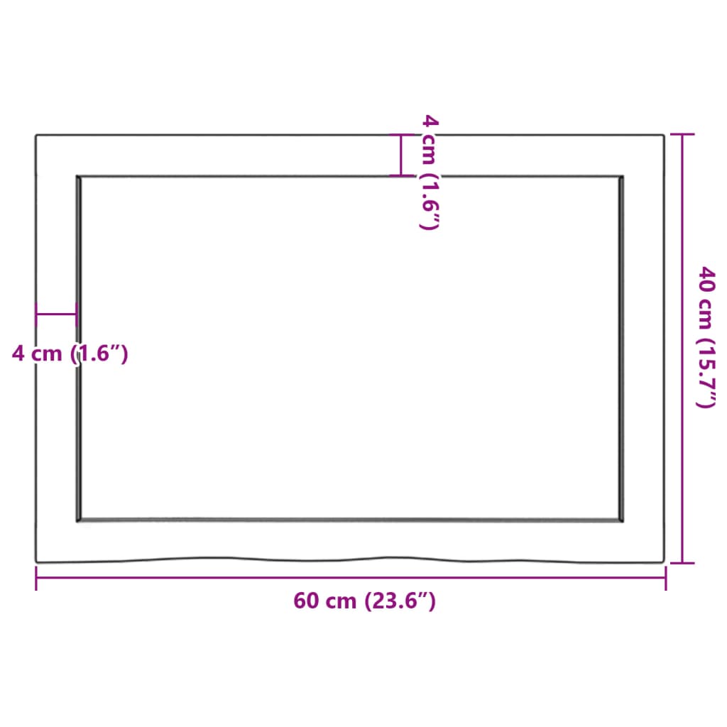 Bordplate mørkebrun 60x40x(2-4) cm behandlet heltre eik