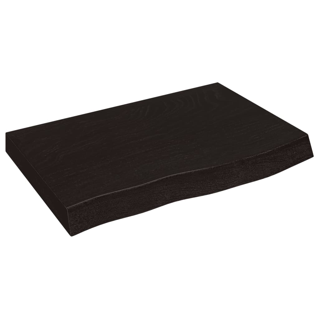 Bordplate mørkebrun 60x40x(2-6) cm behandlet heltre eik