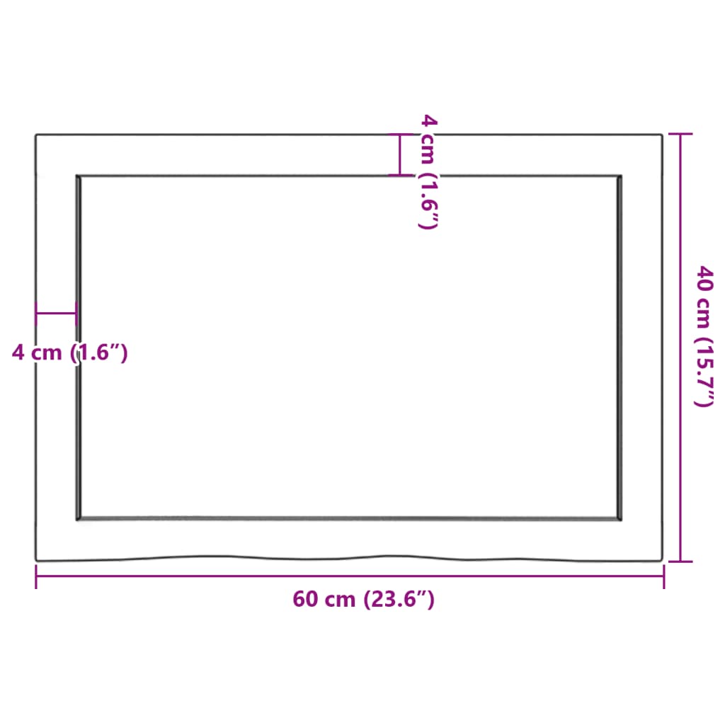 Bordplate mørkebrun 60x40x(2-6) cm behandlet heltre eik