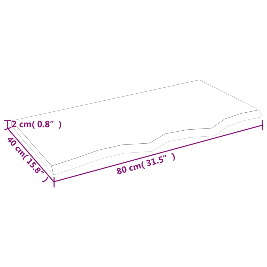 Bordplate mørkebrun 80x40x2 cm behandlet heltre eik