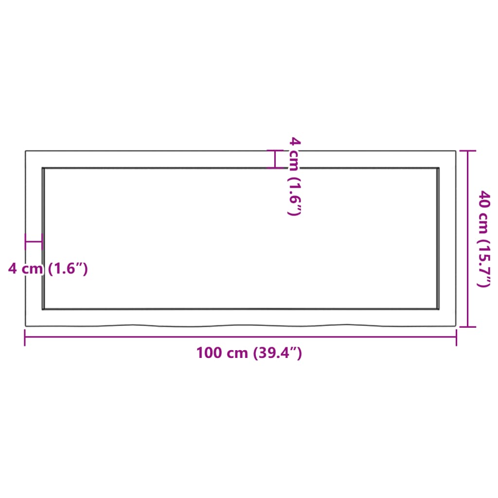 Bordplate mørkebrun 100x40x(2-6) cm behandlet heltre eik