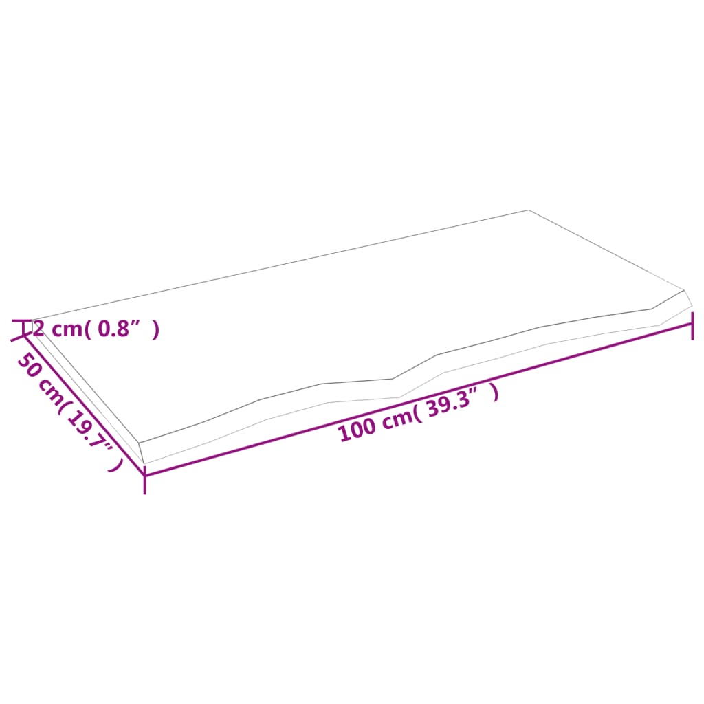 Bordplate mørkebrun 100x50x2 cm behandlet heltre eik
