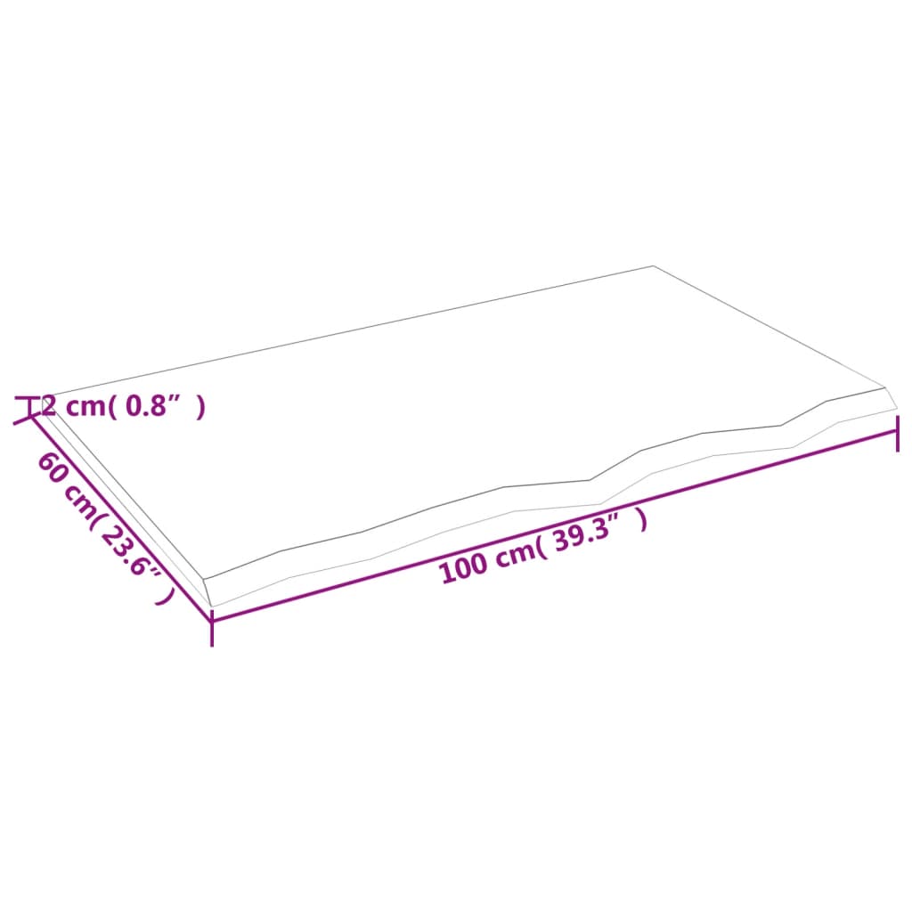 Bordplate mørkebrun 100x60x2 cm behandlet heltre eik