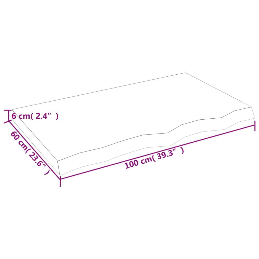 Bordplate mørkebrun 100x60x(2-6) cm behandlet heltre eik