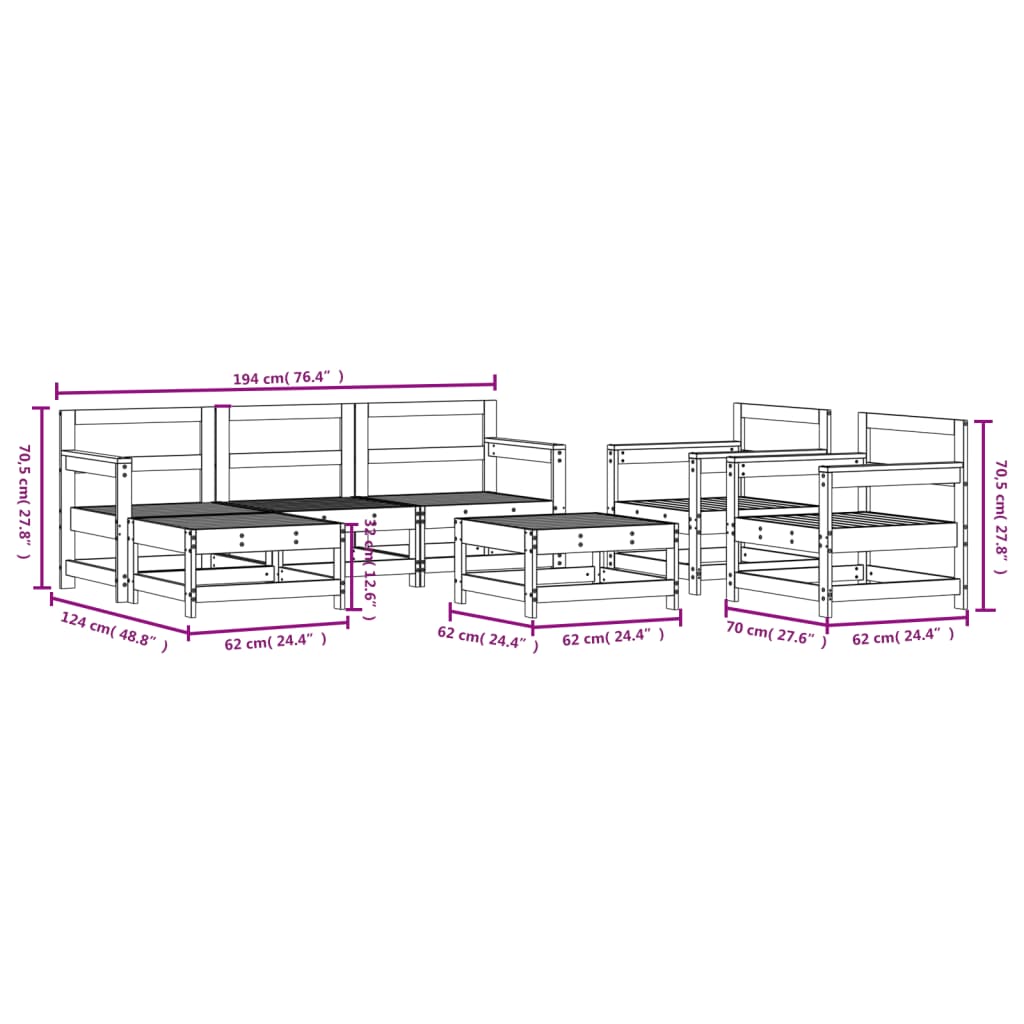 Hagesofagruppe 7 deler impregnert furu