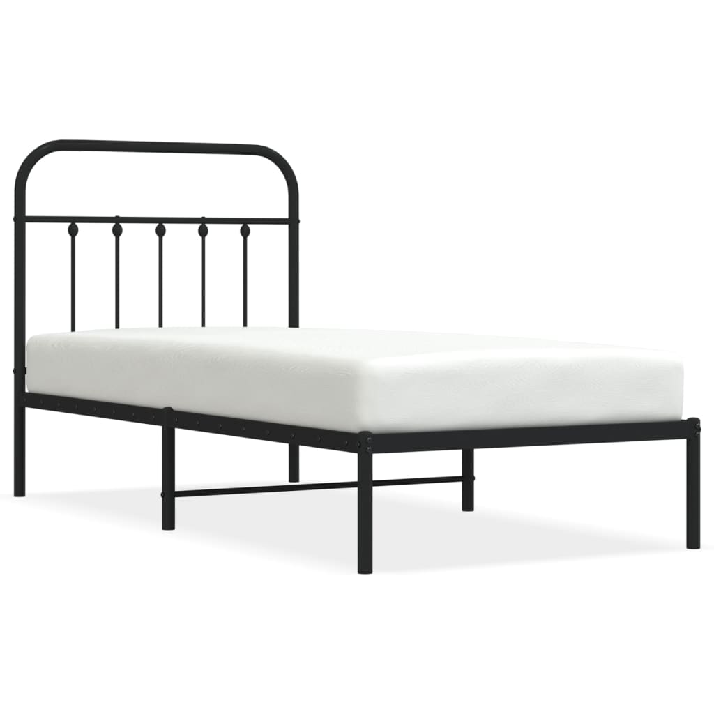 Sengeramme i metall med hodegavl svart 90x190 cm