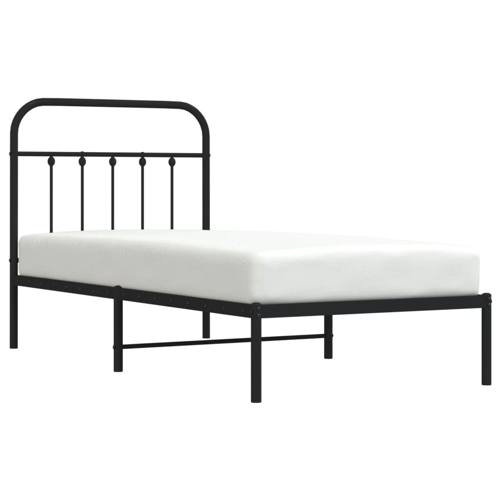 Sengeramme i metall med hodegavl svart 90x190 cm