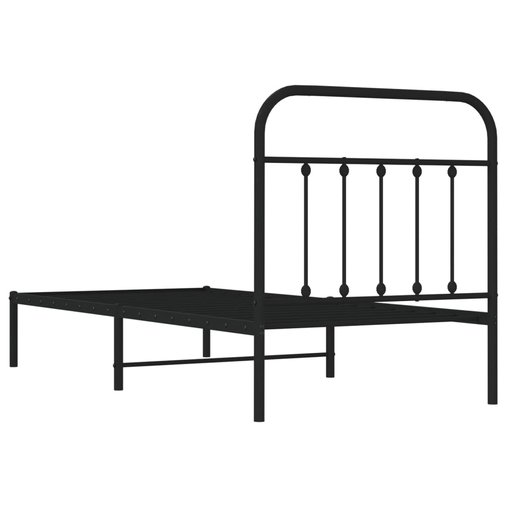 Sengeramme i metall med hodegavl svart 90x190 cm