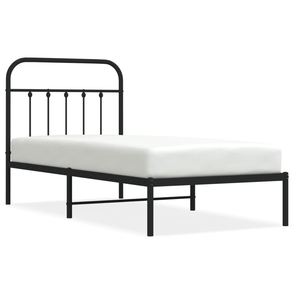Sengeramme i metall med hodegavl svart 90x200 cm