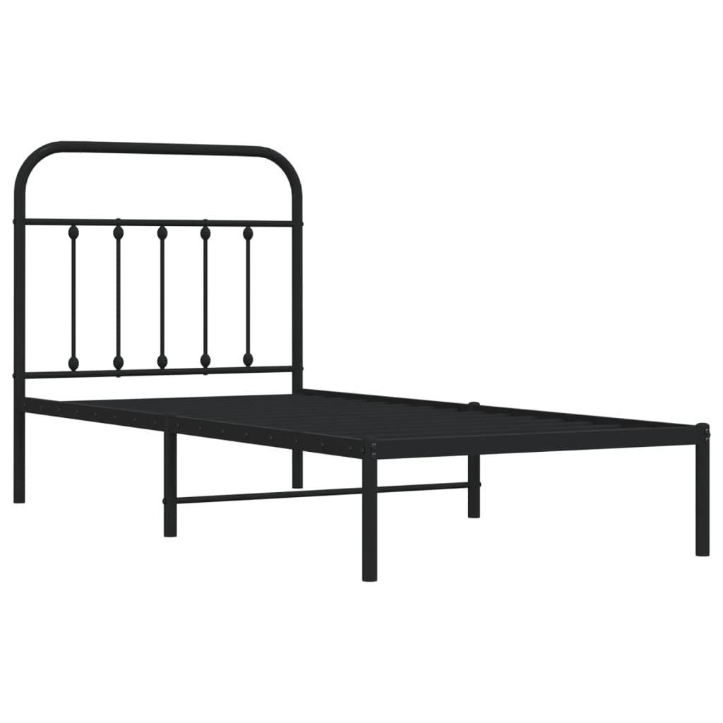 Sengeramme i metall med hodegavl svart 90x200 cm