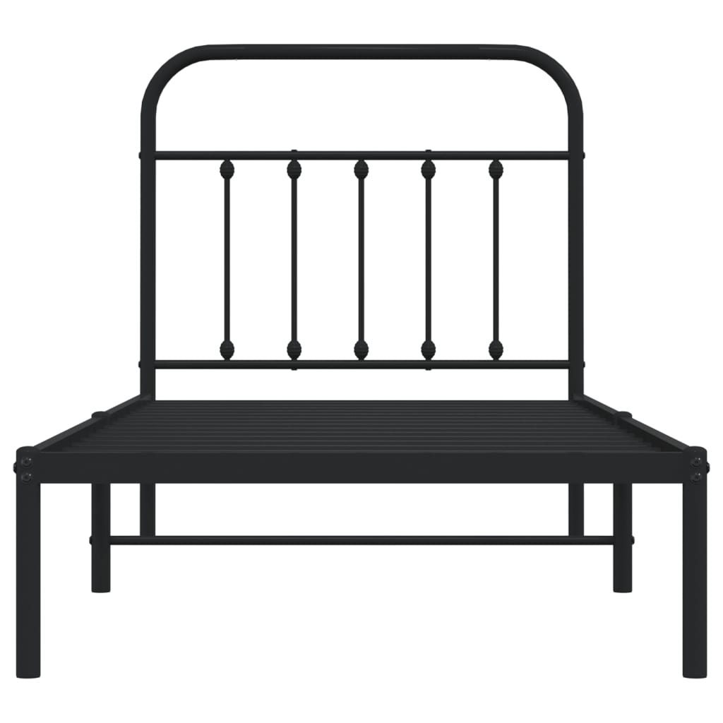 Sengeramme i metall med hodegavl svart 90x200 cm