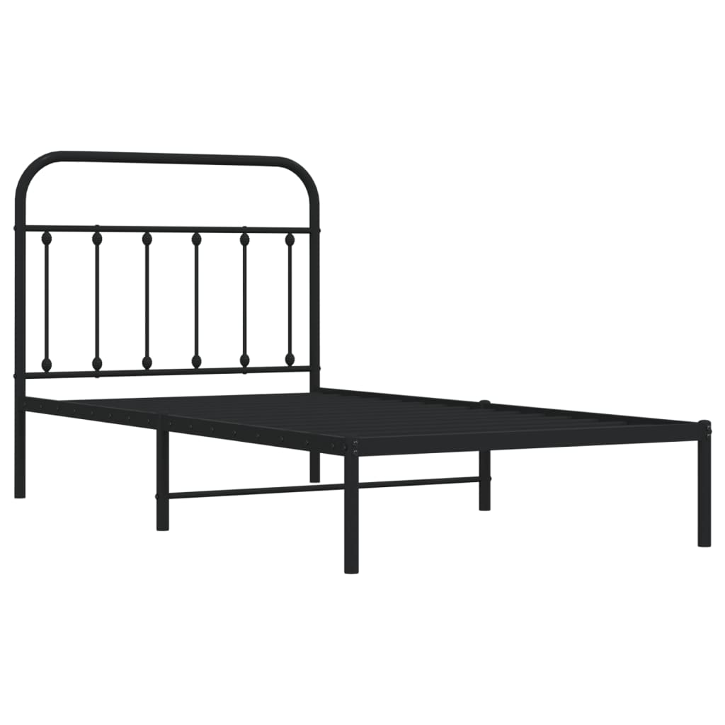 Sengeramme i metall med hodegavl svart 100x190 cm