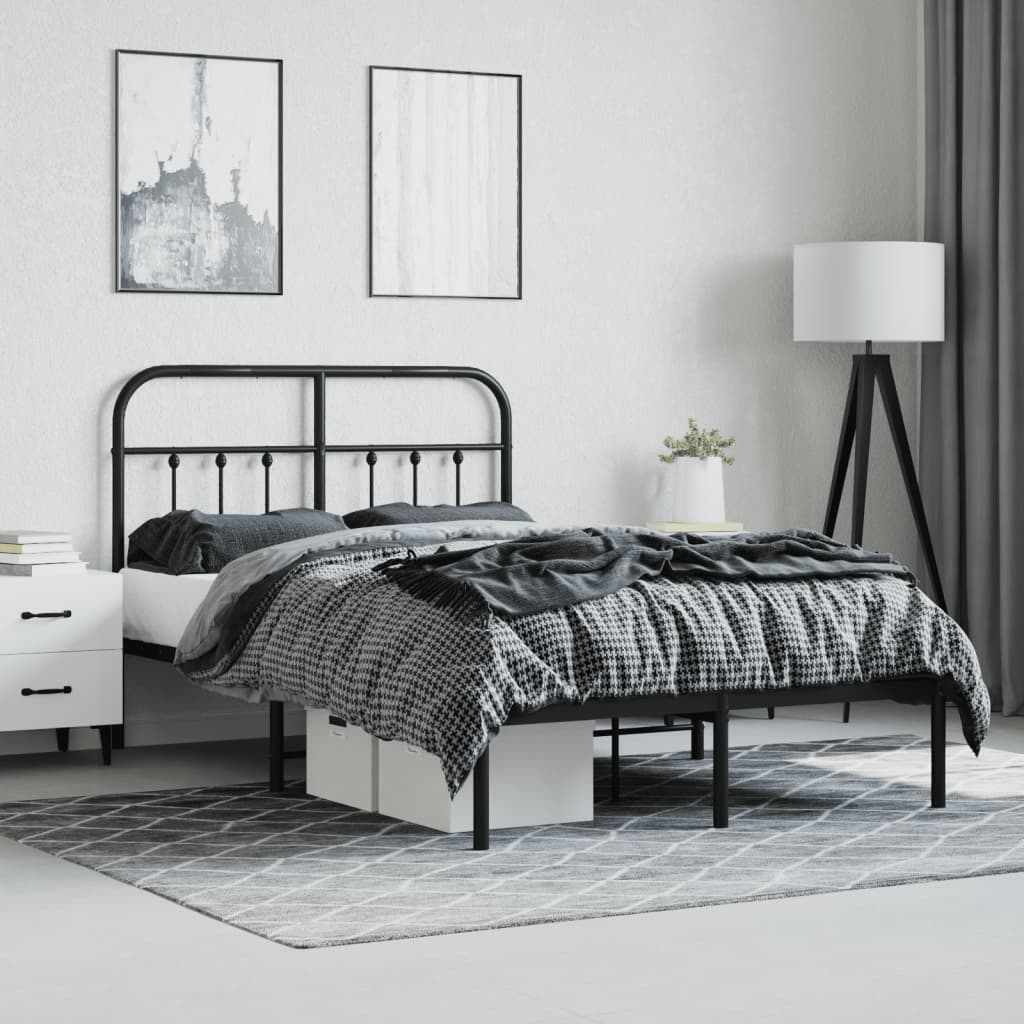 Sengeramme i metall med hodegavl svart 120x190 cm