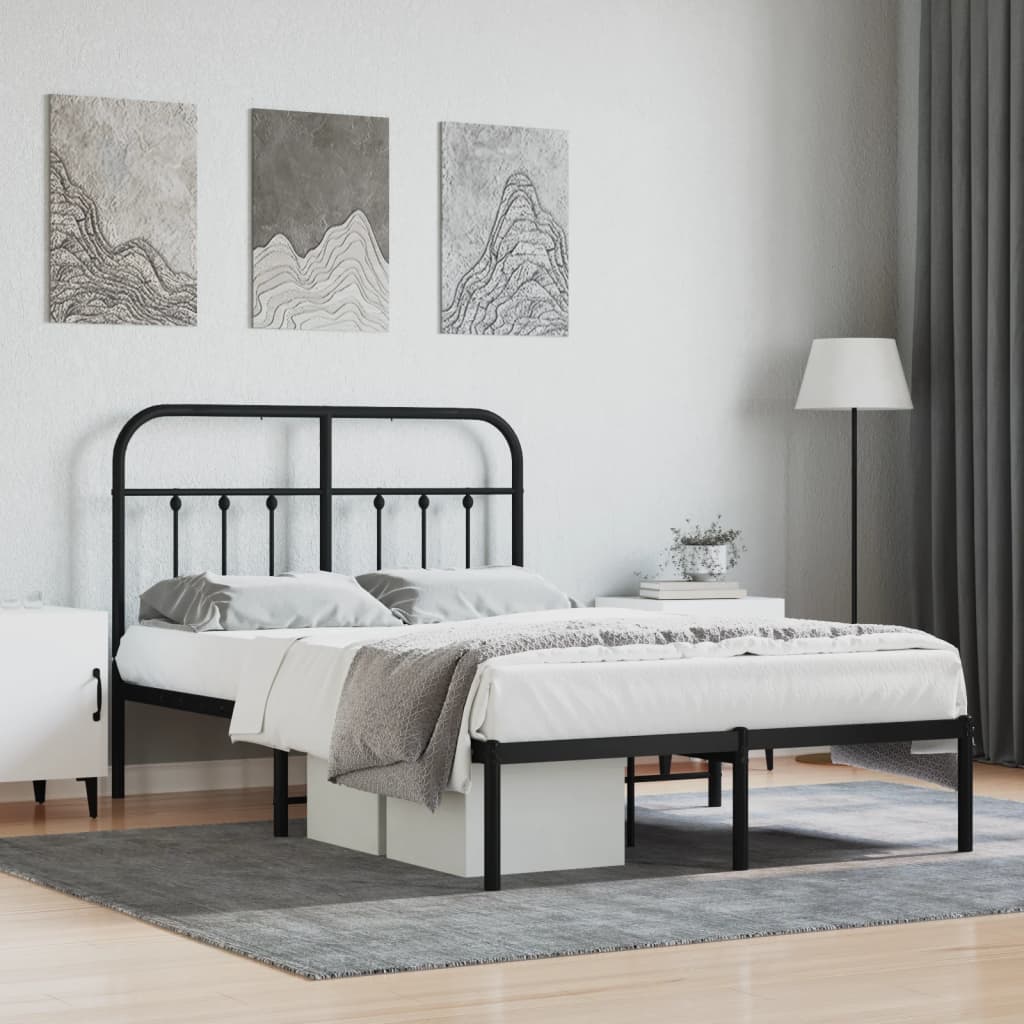 Sengeramme i metall med hodegavl svart 120x190 cm