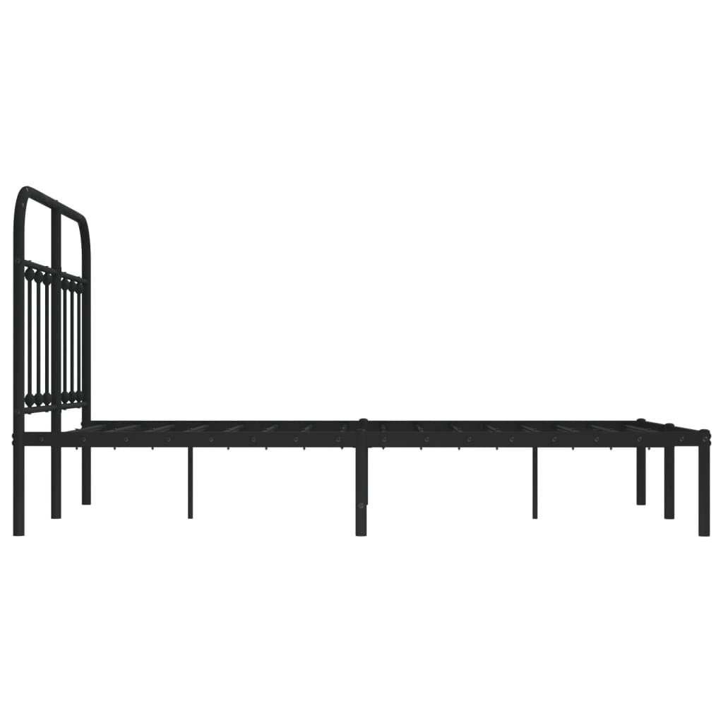 Sengeramme i metall med sengegavl svart 120x200 cm