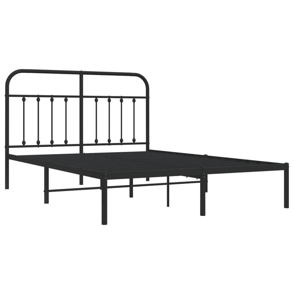 Sengeramme i metall med hodegavl svart 140x190 cm