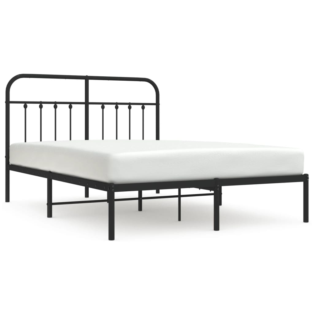 Sengeramme i metall med sengegavl svart 140x200 cm