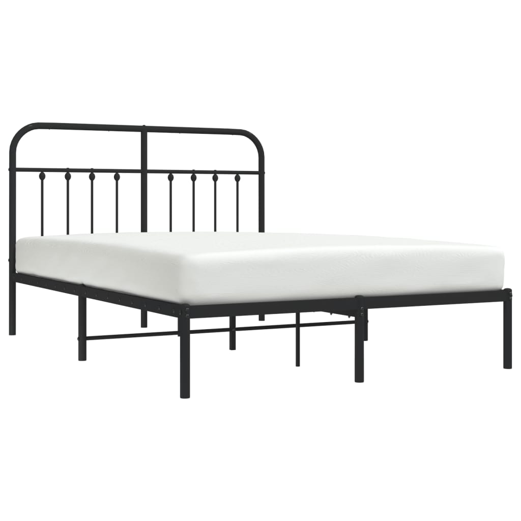 Sengeramme i metall med sengegavl svart 140x200 cm