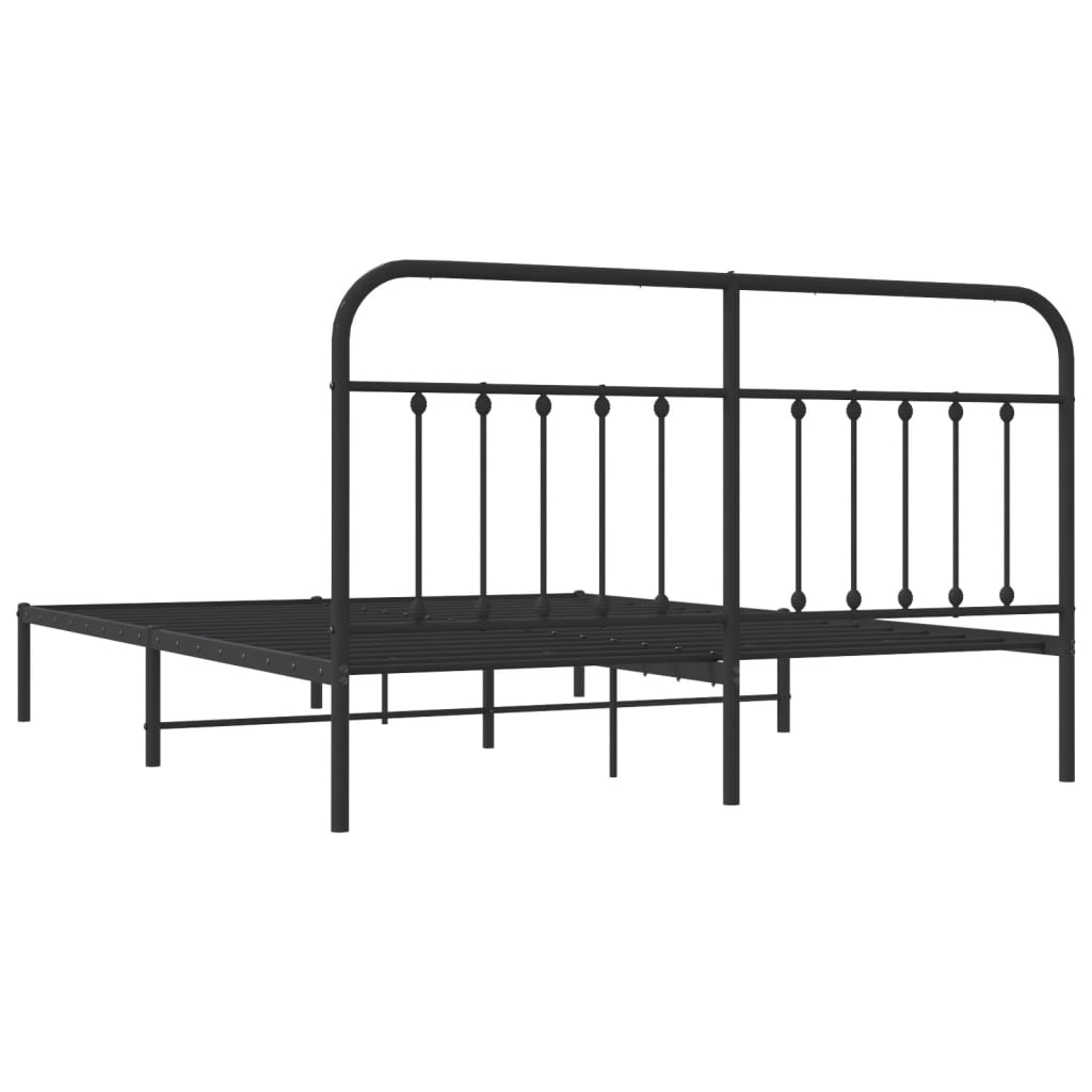 Sengeramme i metall med sengegavl svart 183x213 cm