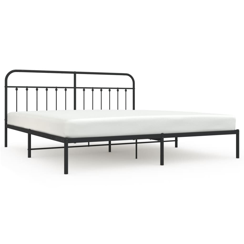 Sengeramme i metall med sengegavl svart 193x203 cm