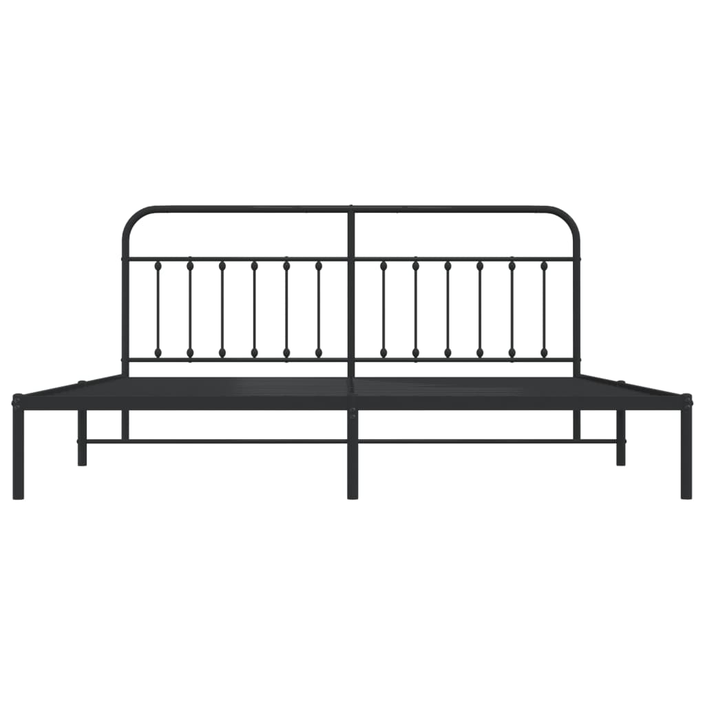 Sengeramme i metall med sengegavl svart 193x203 cm