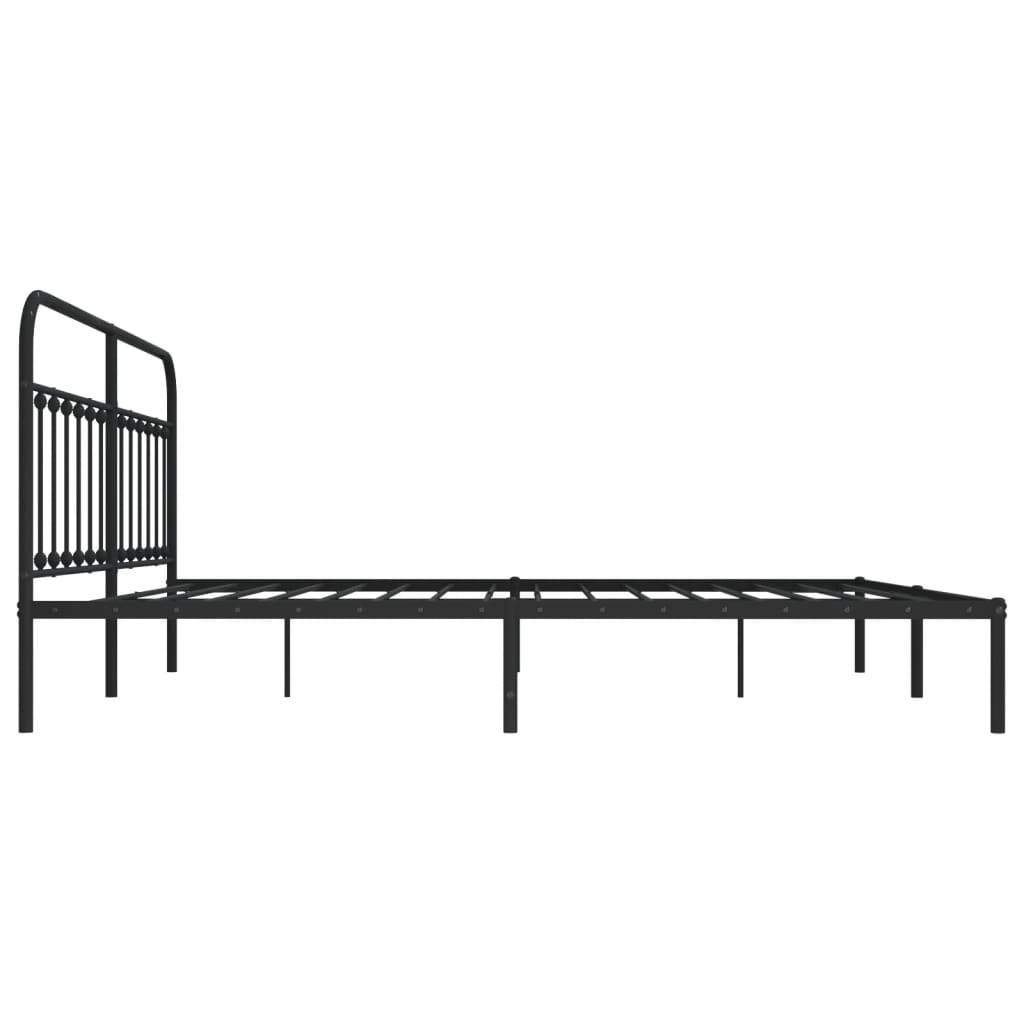 Sengeramme i metall med sengegavl svart 193x203 cm