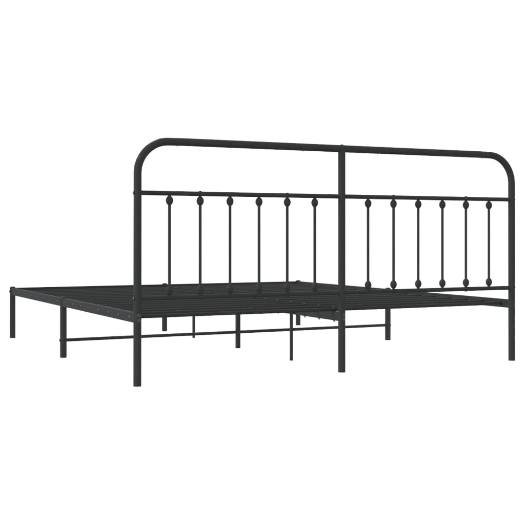 Sengeramme i metall med sengegavl svart 193x203 cm